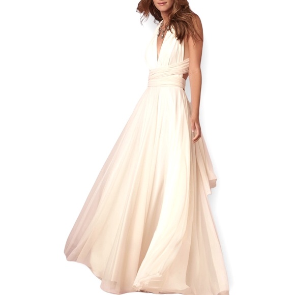 New BHLDN Twobirds Ginger Convertible Sz A / Fits 0 - 12 White Maxi Wedding Gown - Picture 9 of 17